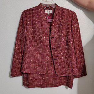 Magenta Knit Skirt Suit Set